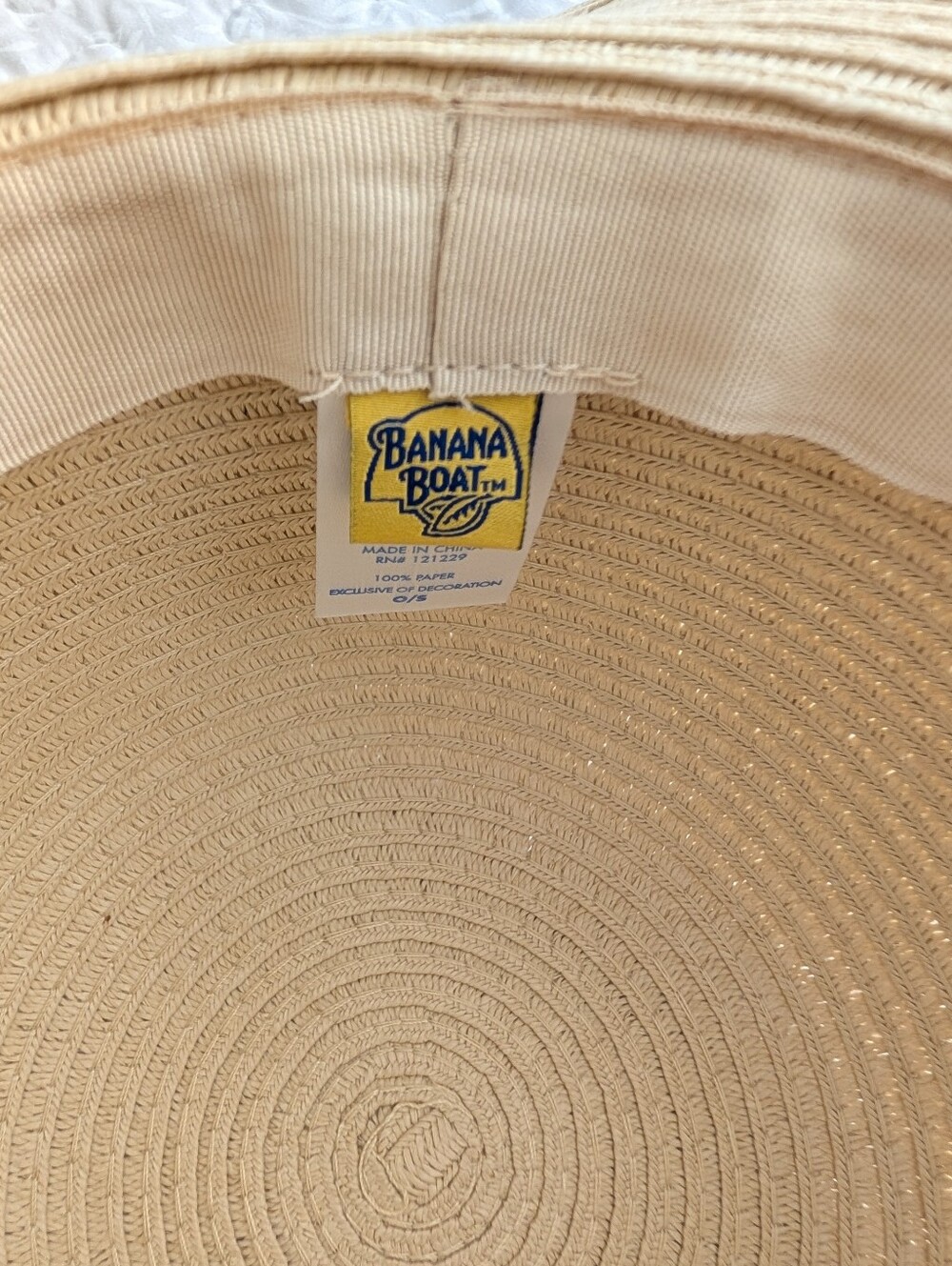 NWT Banana Boat Beige Wide-Brim Ladies Sun Hat with Tan Trim - Picture 5 of 6